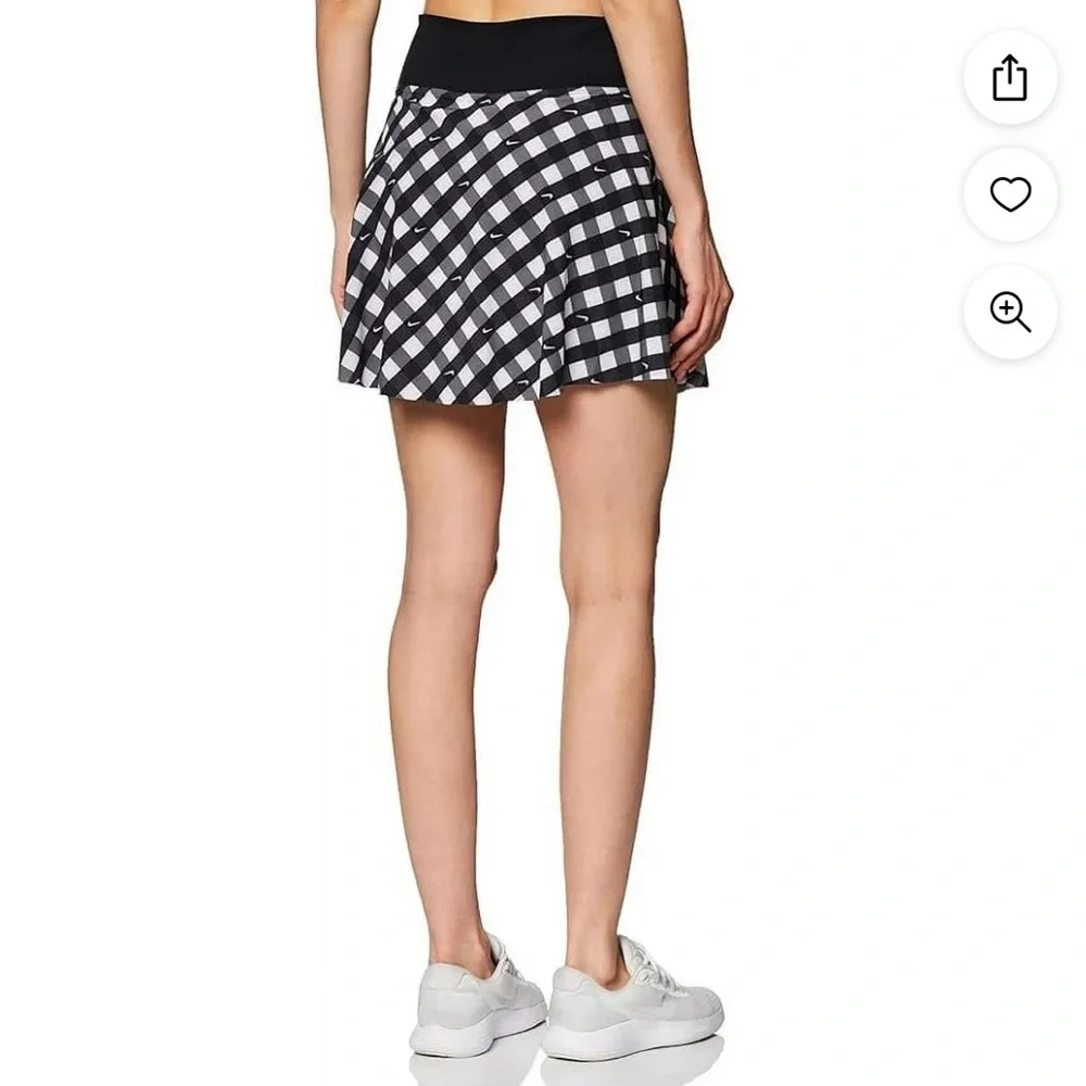 Nike Dri-FIT sz XS black & White logo check print Club Performance Tennis skort